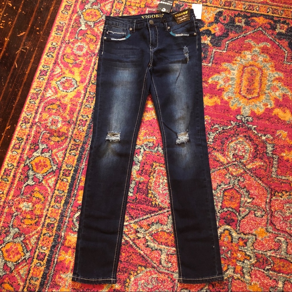 Vigoss s14 distressed dark denim super stretch